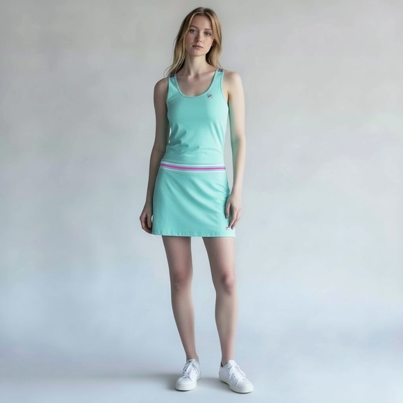 Fila Tie Breaker Tennis Skirt and Tank Top Set in Radiant Blue Size Small - Picture 2 of 5